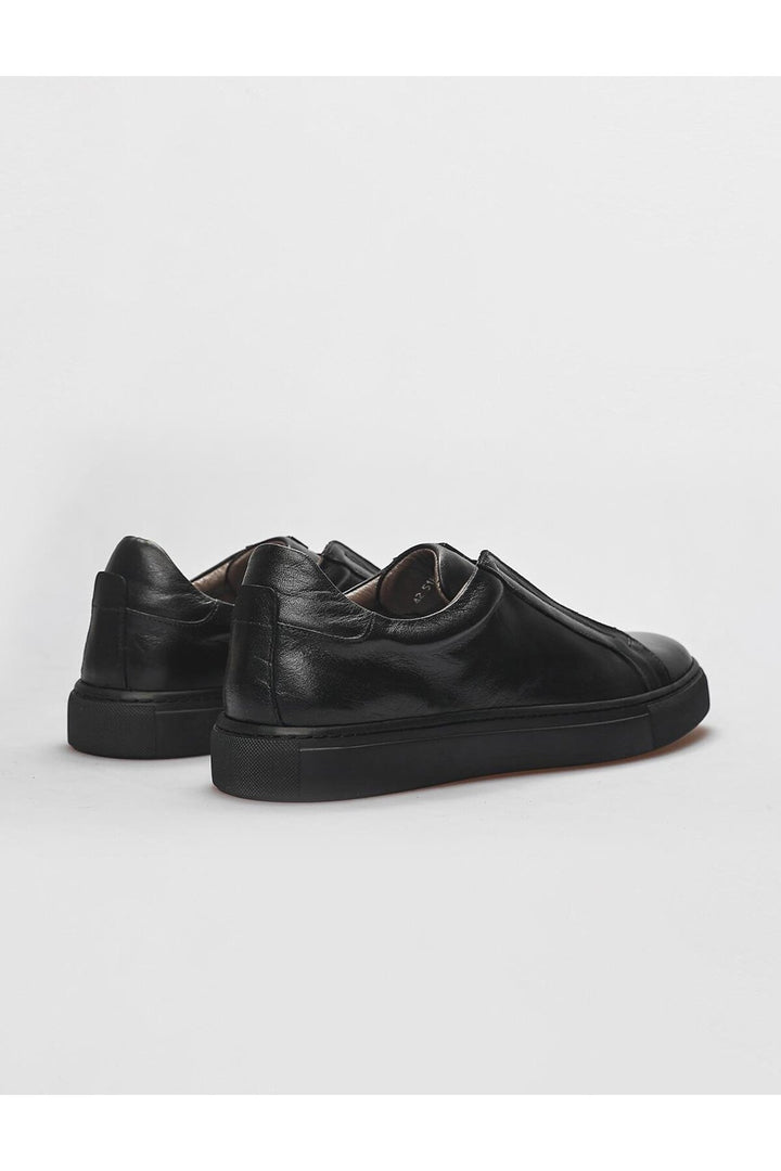 Cabani Shoes Chaussures de sport pour hommes en cuir véritable noir à lacets. - Noir