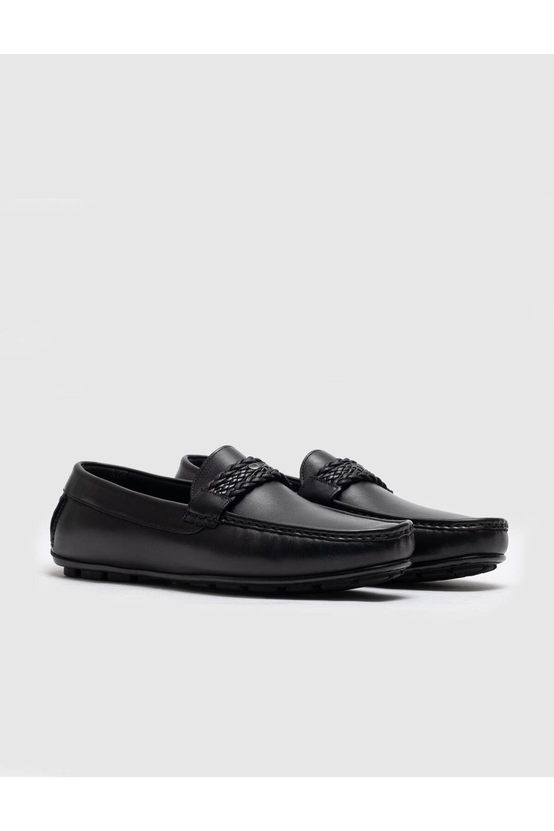 Cabani Shoes Mocassin homme en cuir véritable noir à boucle - Noir