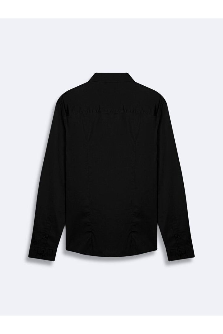 LTB Chemise basique noire à manches longues avec boutons - Noir