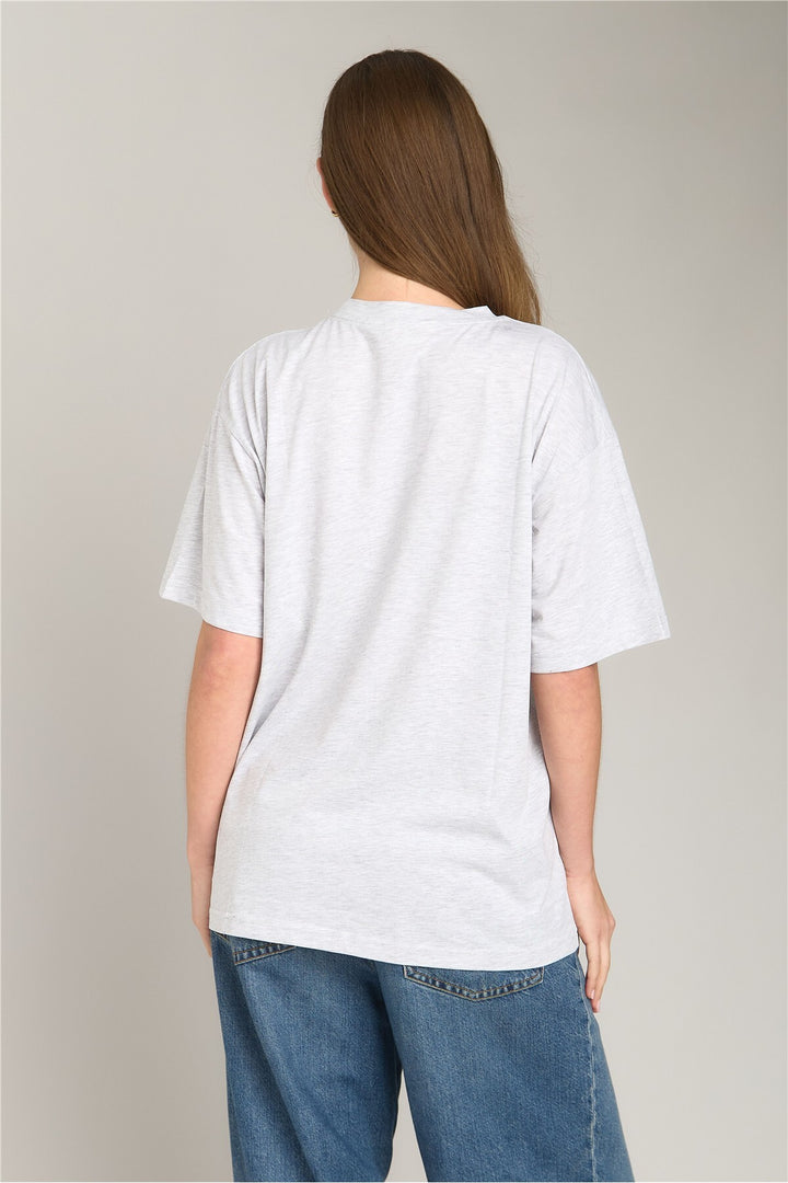 Lovely Things INA Basic Oversize T-shirt Vêtements supérieurs Haut de pyjama - Gris melange