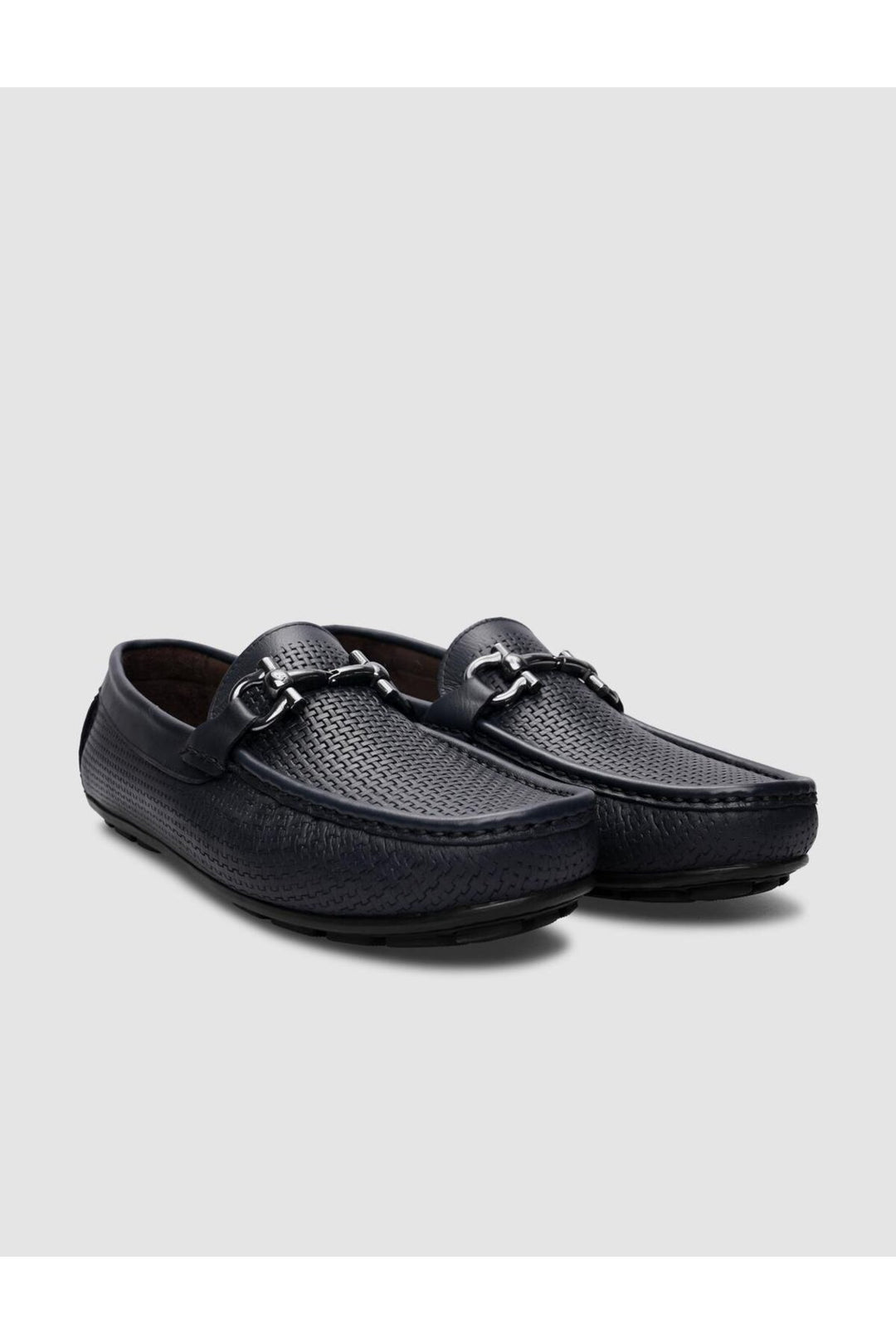 Cabani Shoes %100 Cuir Véritable Mocassins Pour Hommes En Tressé Bleu Marine - Bleu marine