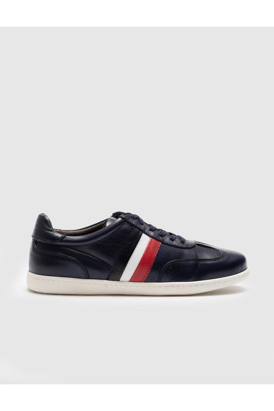 Cabani Shoes Chaussures de sport pour hommes en cuir véritable bleu marine à lacets - Bleu marine
