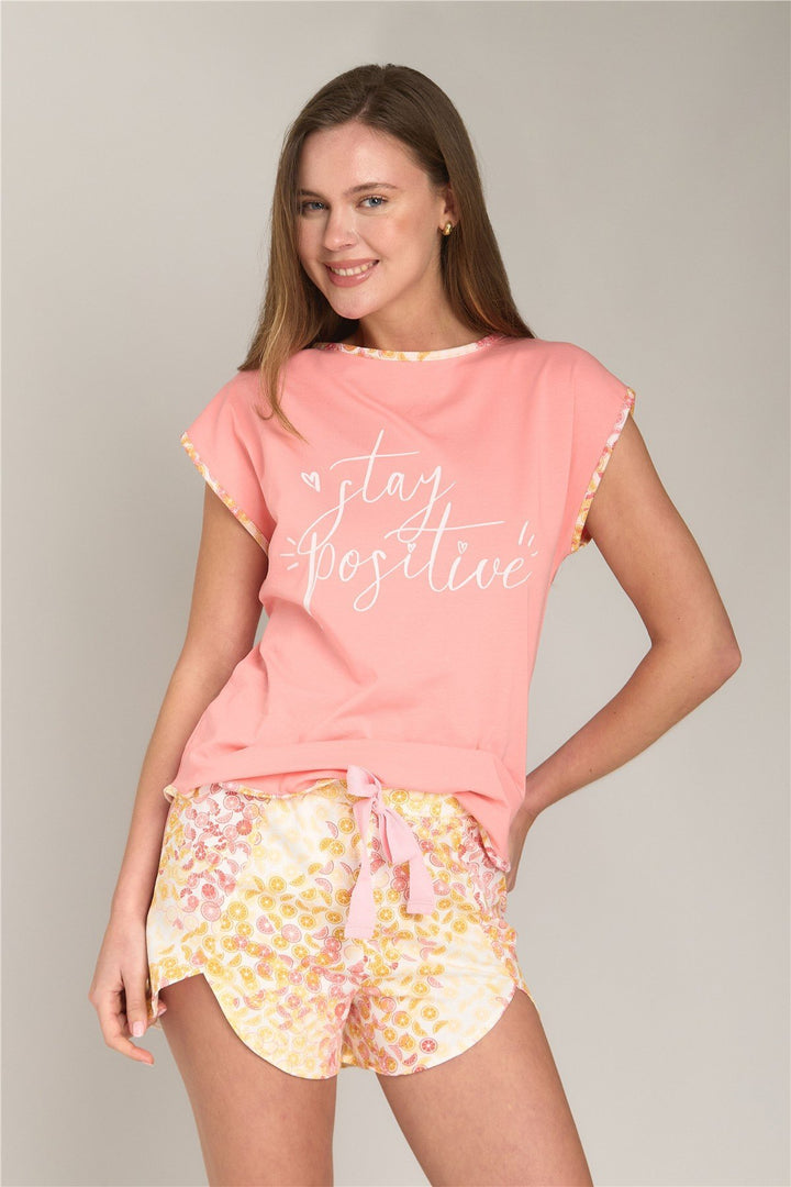 Lovely Things Ensemble de shorts de pyjama EDNA en tricot à manches courtes - Rose