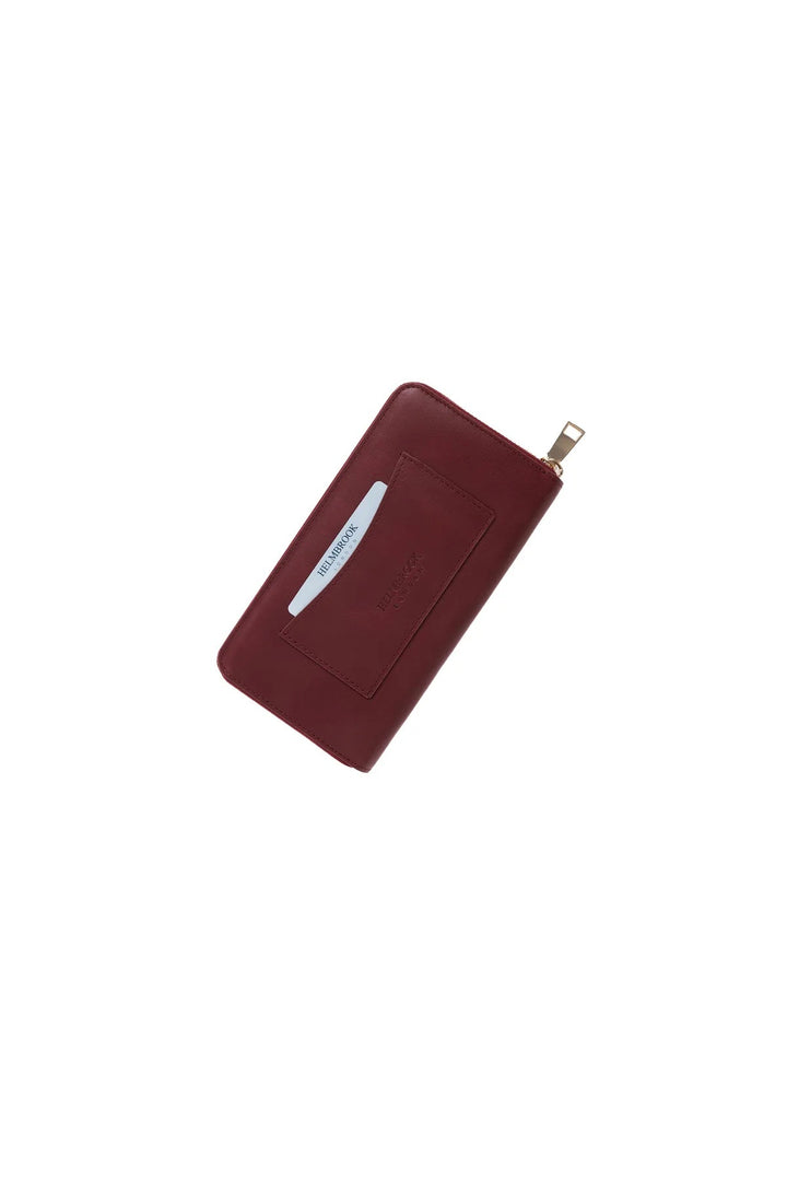 helmbrook Femme Cuir Véritable Grand Portefeuille Fermeture Éclair RFID Protégé Amelia Bourgogne