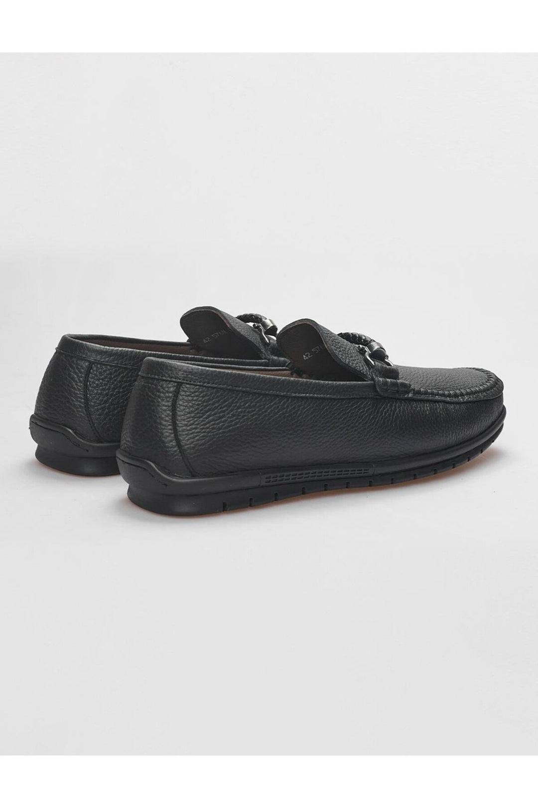 Cabani Shoes Mocassin homme en cuir véritable noir à boucle - Noir
