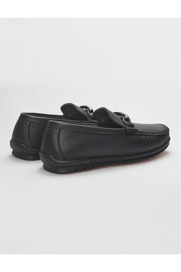 Cabani Shoes Mocassin homme en cuir véritable noir à boucle - Noir