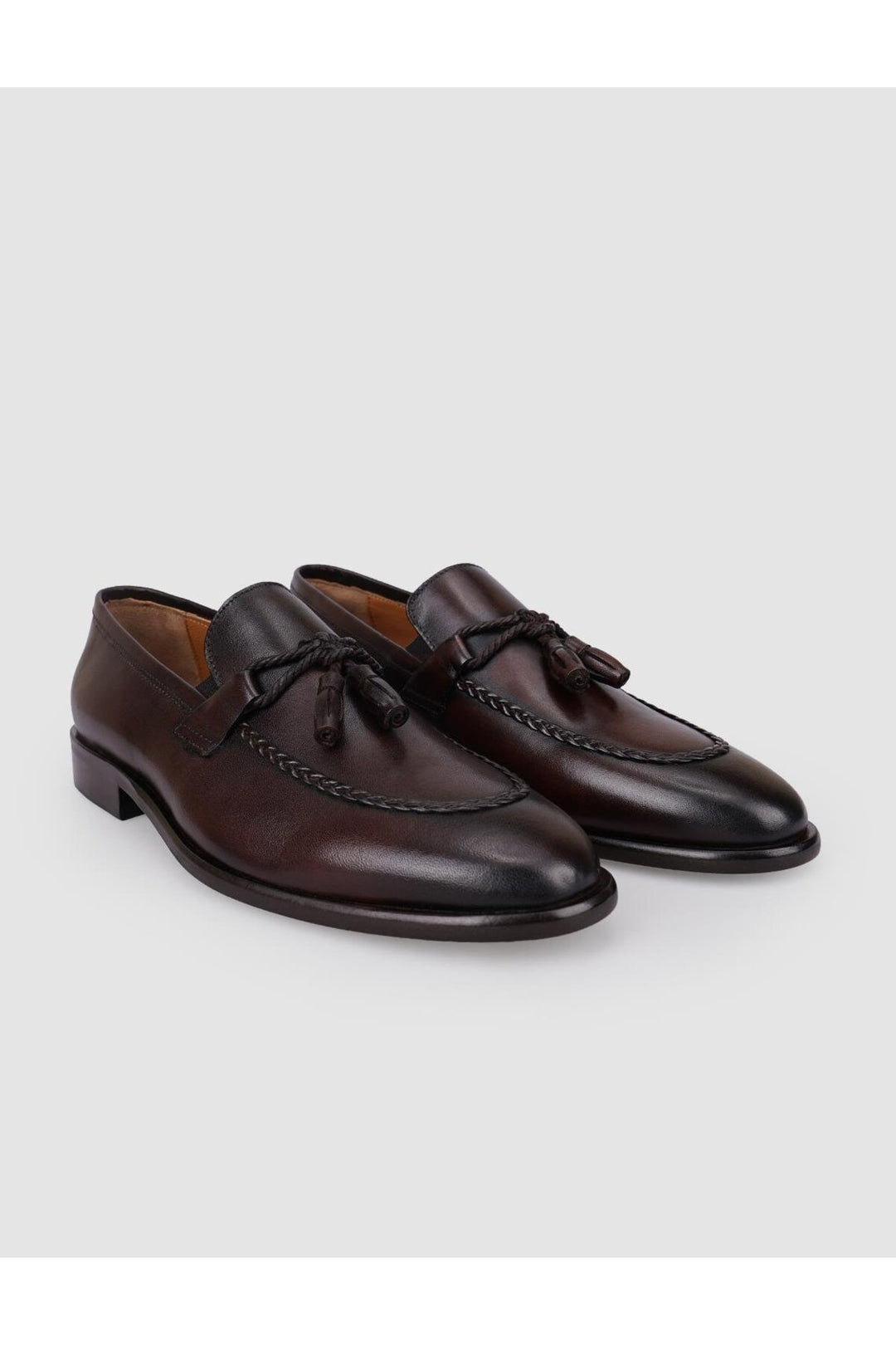 Cabani Shoes Chaussures classiques pour hommes en cuir véritable 100 % marron avec détail nœud. - Multicolore