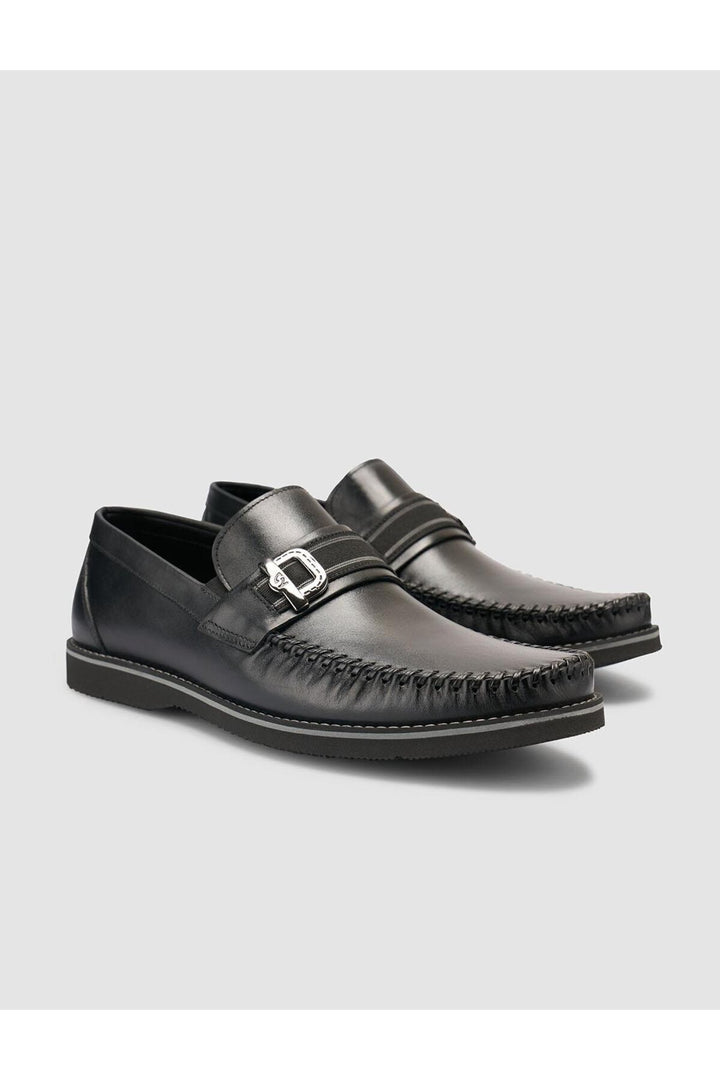 Cabani Shoes %100 Cuir véritable Noir Mocassins pour hommes - Noir