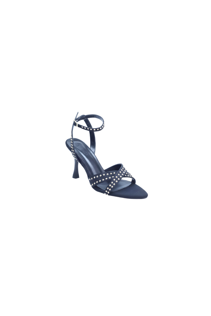 Wavelys ARIS Sandale à talon en verre croisé avec détails en clous pour femme en noir - Noir