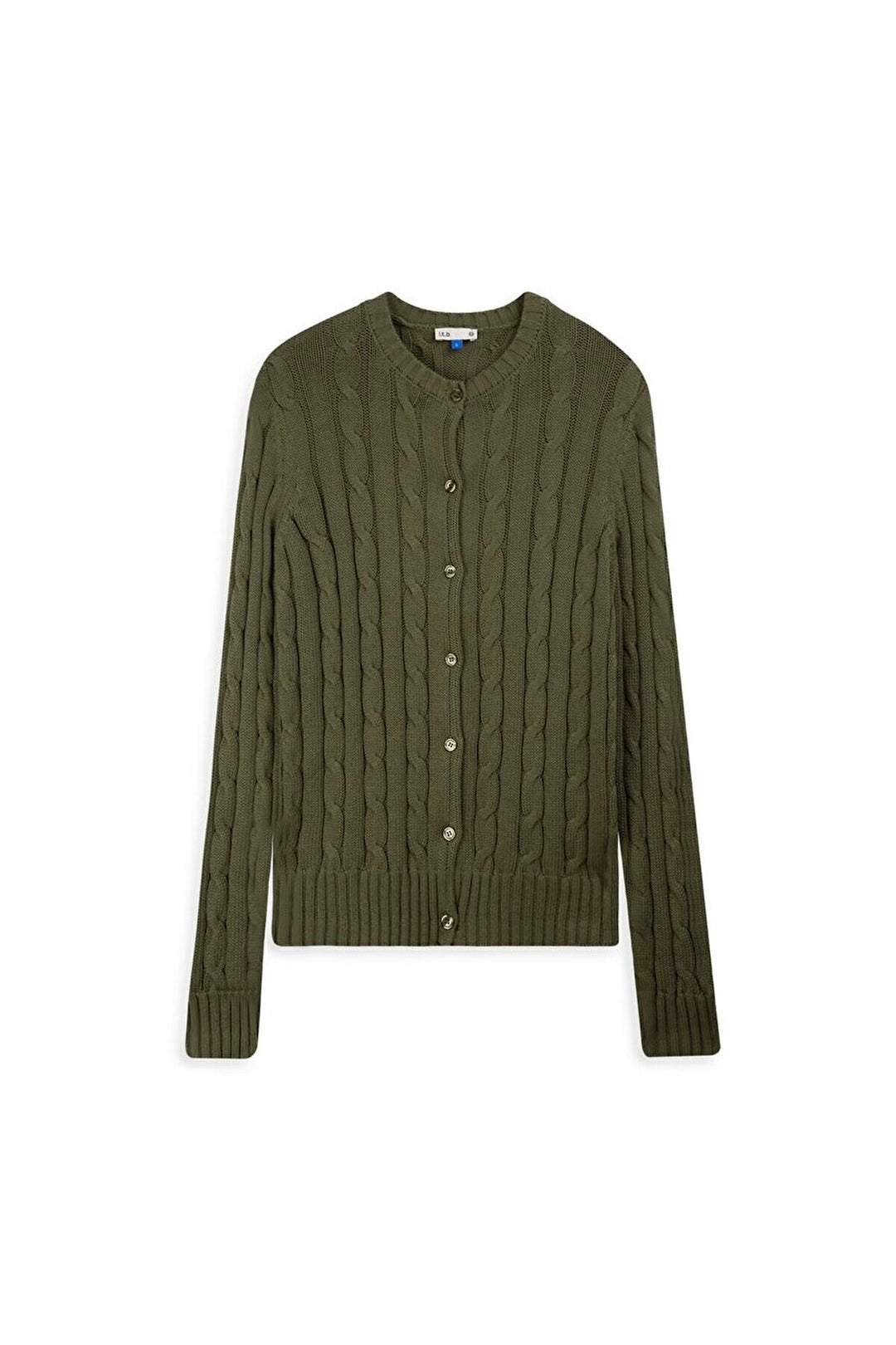 LTB Gilet en tricot vert à manches longues avec boutons sur le devant - Vert