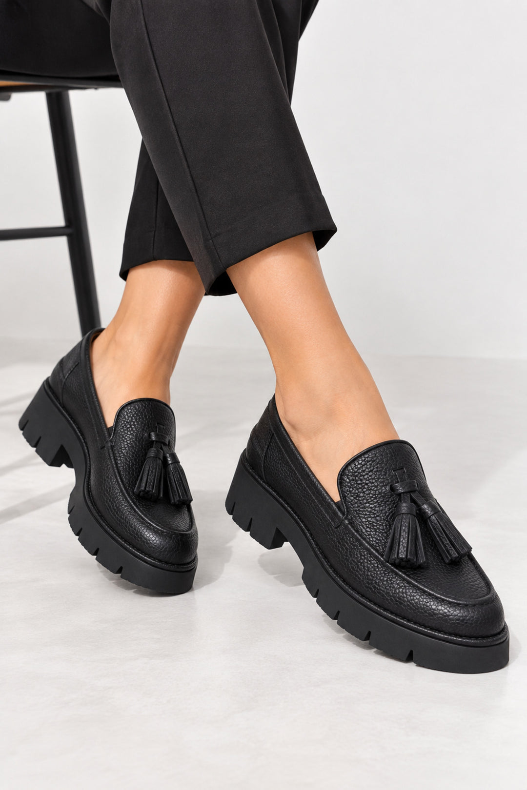 Wavelys ZAYN Chaussures Loafers Élégantes en Cuir Suédé Véritable pour Femmes - Noir