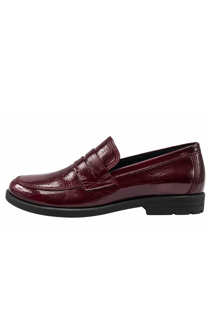 Wavelys ZANTE Chaussures pour femmes en cuir verni froissé bordeaux, élégantes, souples et à semelle flexible. - Bordeaux