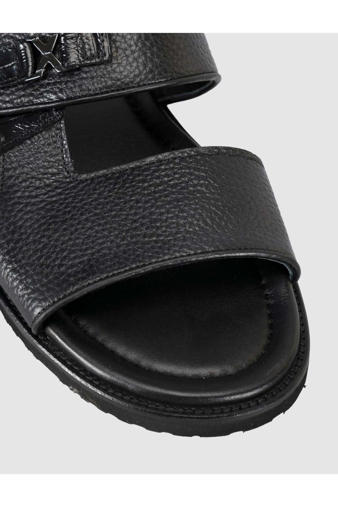 Cabani Shoes Sandale en cuir noir pour homme avec détails en crocodile - Multicolore