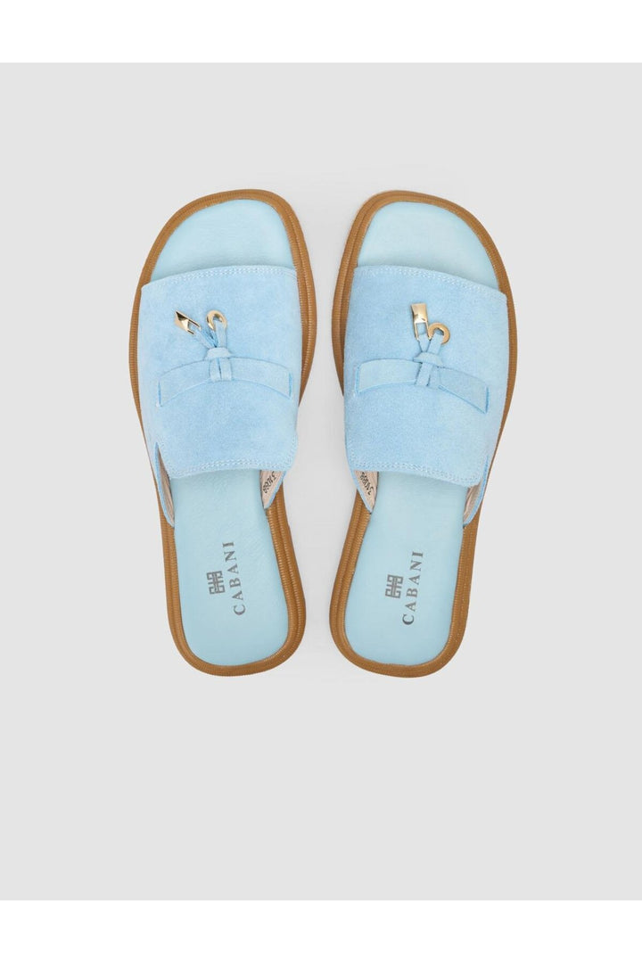 Cabani Shoes %100 Cuir Véritable Sandales Femme Bleu marine - Bleu marine
