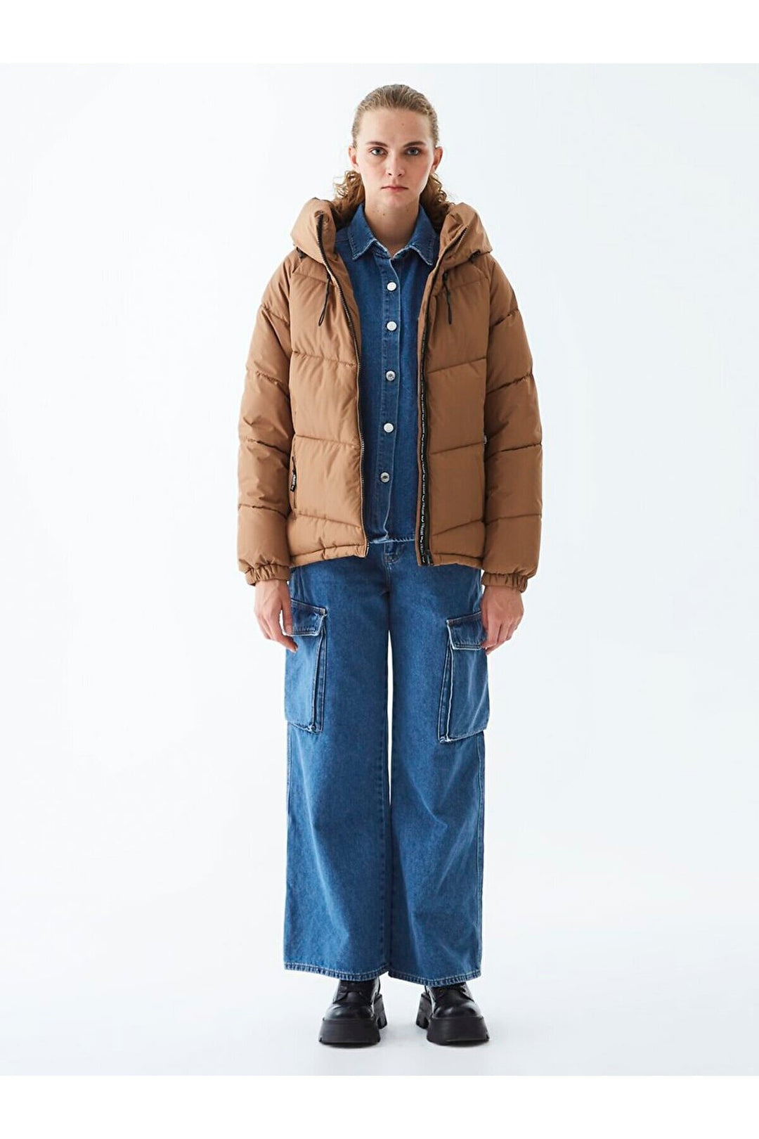 LTB Veste à capuche gonflable de couleur marron