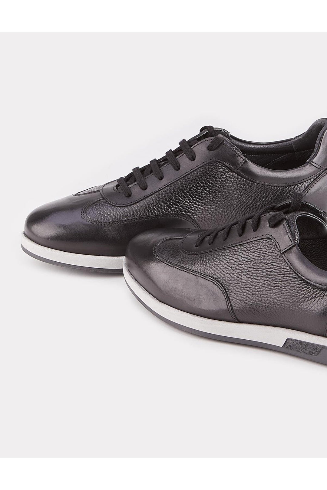 Cabani Shoes Chaussures de ville pour hommes en cuir véritable avec semelle en caoutchouc, noires et à lacets. - Noir