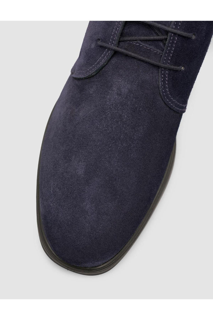 Cabani Shoes Bottines d'hiver pour hommes en cuir suédé véritable bleu marine à lacets. - Multicolore