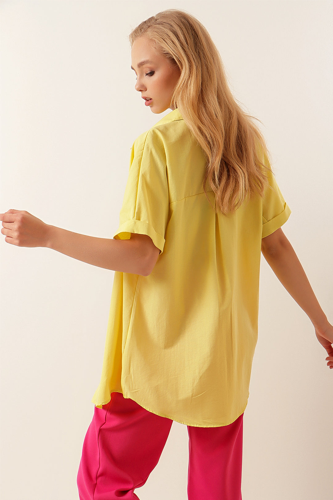 Bigdart 20120 Chemise Oversize à Manches Courtes - Jaune