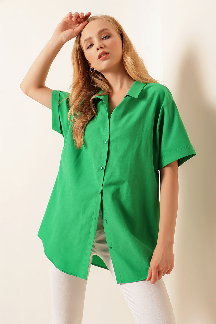 Bigdart 20120 Chemise Oversize à Manches Courtes - Vert