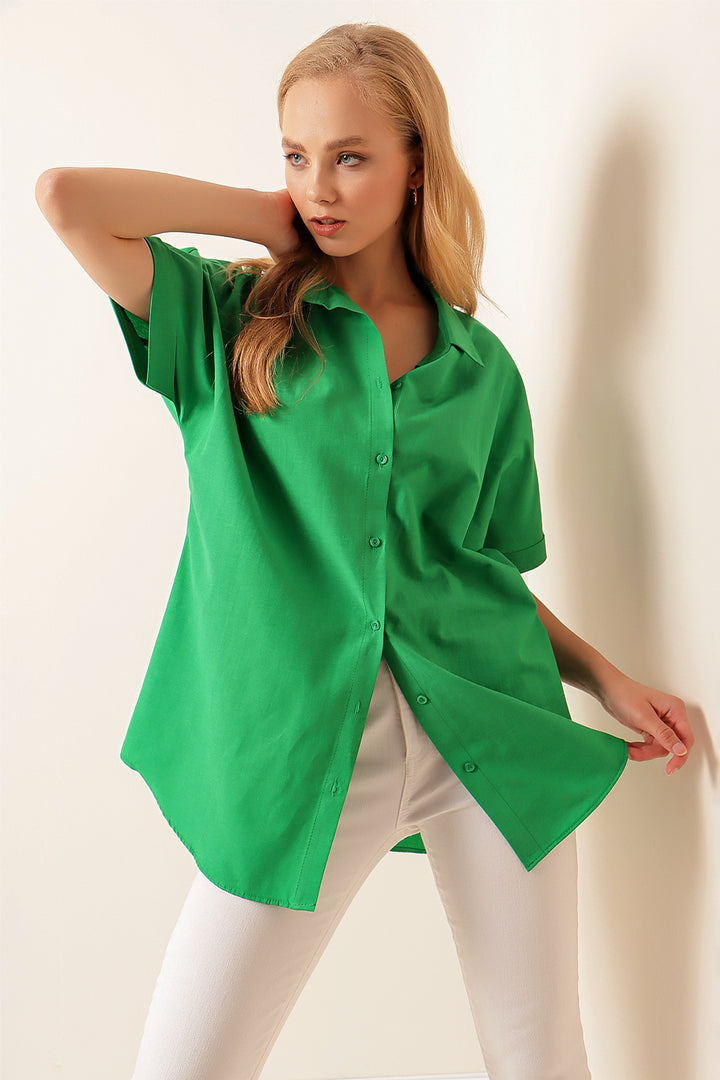 Bigdart 20120 Chemise Oversize à Manches Courtes - Vert