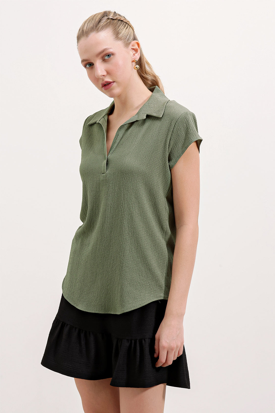 Bigdart 20123 Blouse en tricot à col polo - Kaki
