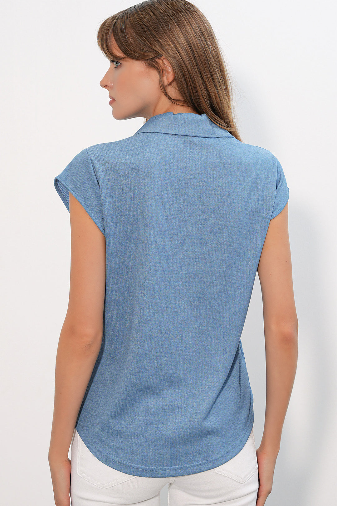 Bigdart Blouse en tricot à col polo 20123 - Indigo