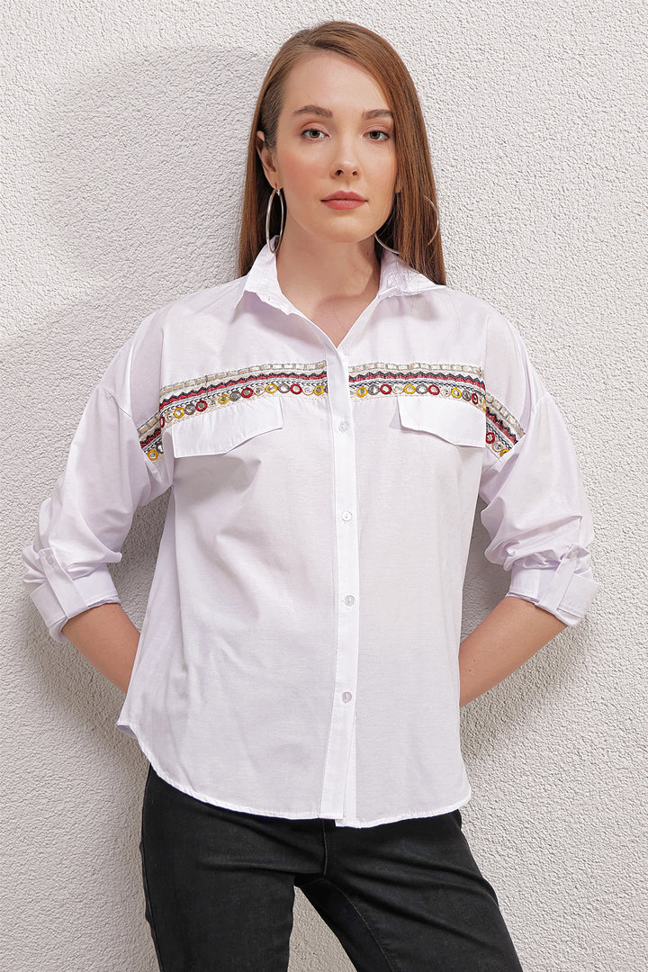 Bigdart Chemise brodée 20147 - Blanc