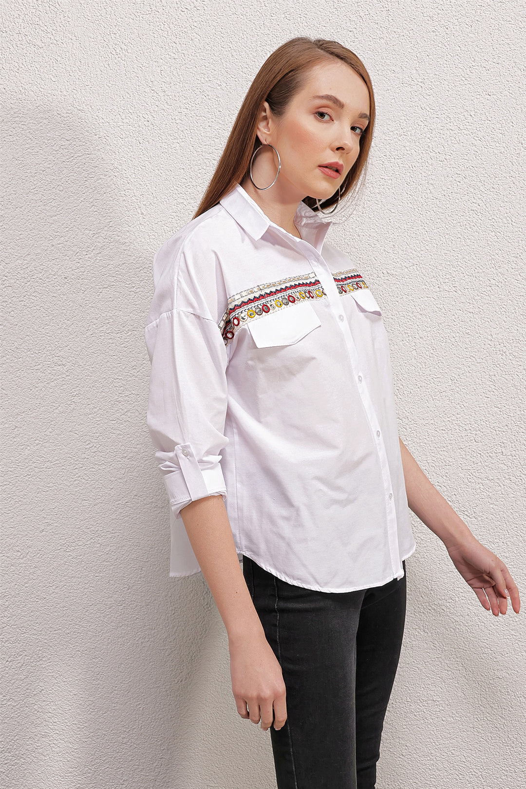 Bigdart Chemise brodée 20147 - Blanc