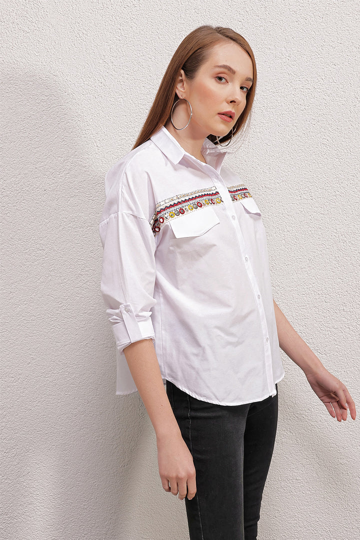 Bigdart Chemise brodée 20147 - Blanc
