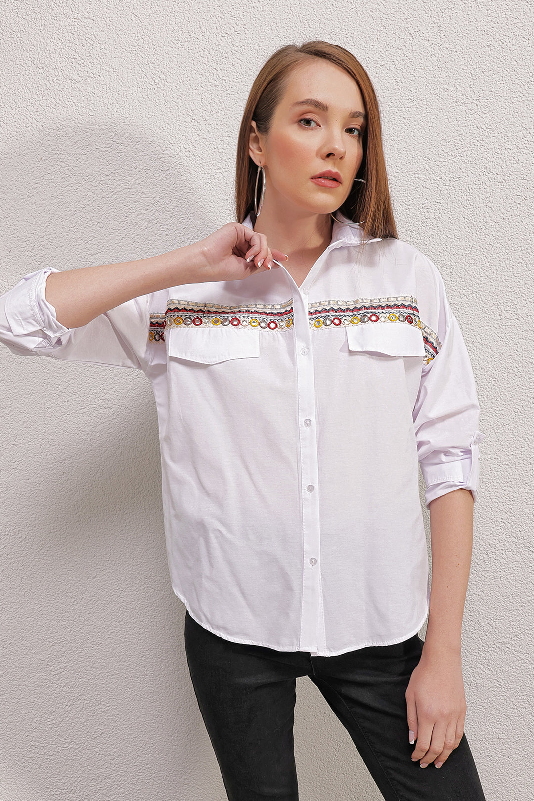 Bigdart Chemise brodée 20147 - Blanc
