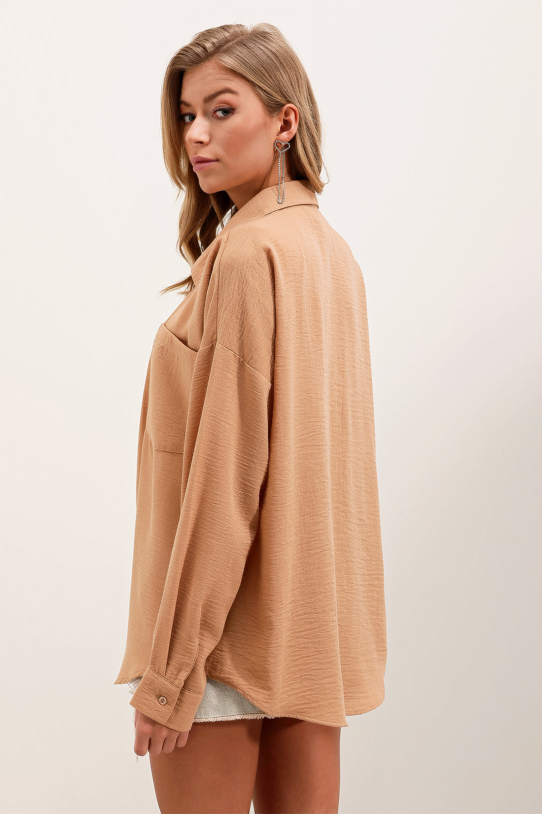 Bigdart Chemise en Lin Oversize à Poche Unique 20153 - bisküvi