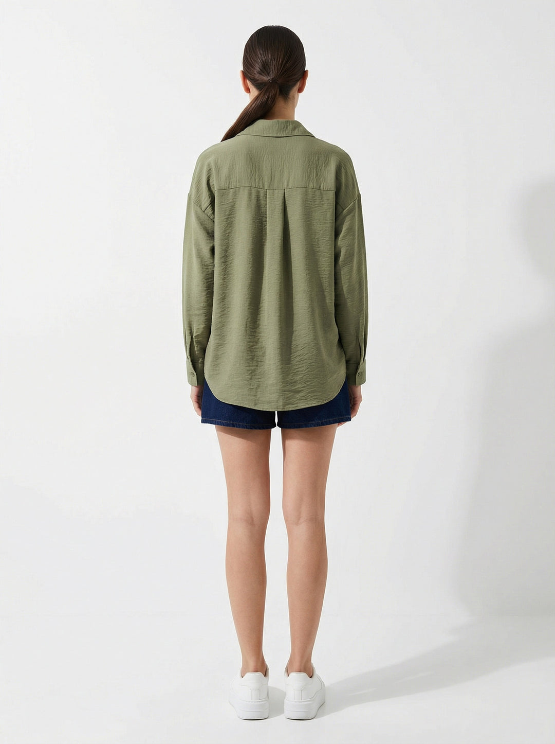 Bigdart Chemise Oversize en Lin à Poche Unique 20153 - Kaki Foncé