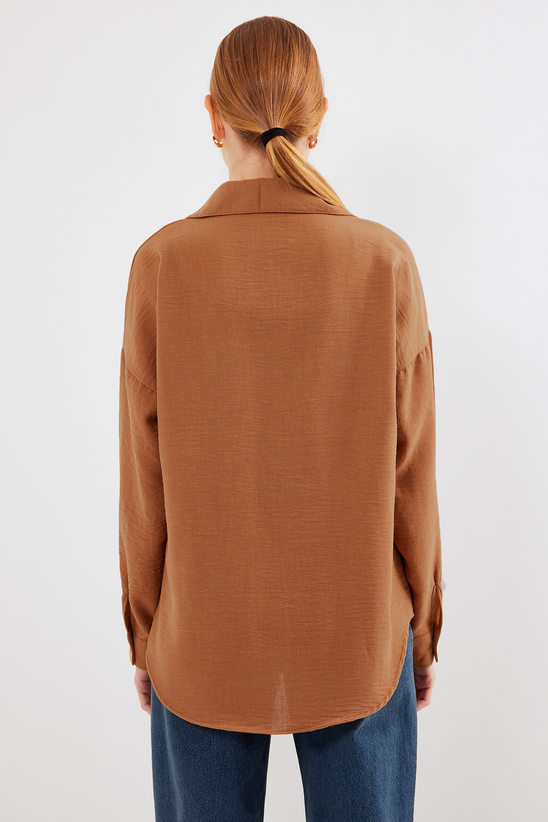 Bigdart Chemise oversize en lin à poche unique 20153 - Brique