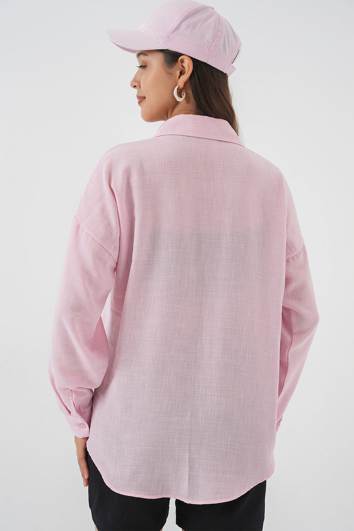 Bigdart 20153 Chemise en lin oversize à poche unique - Poudre