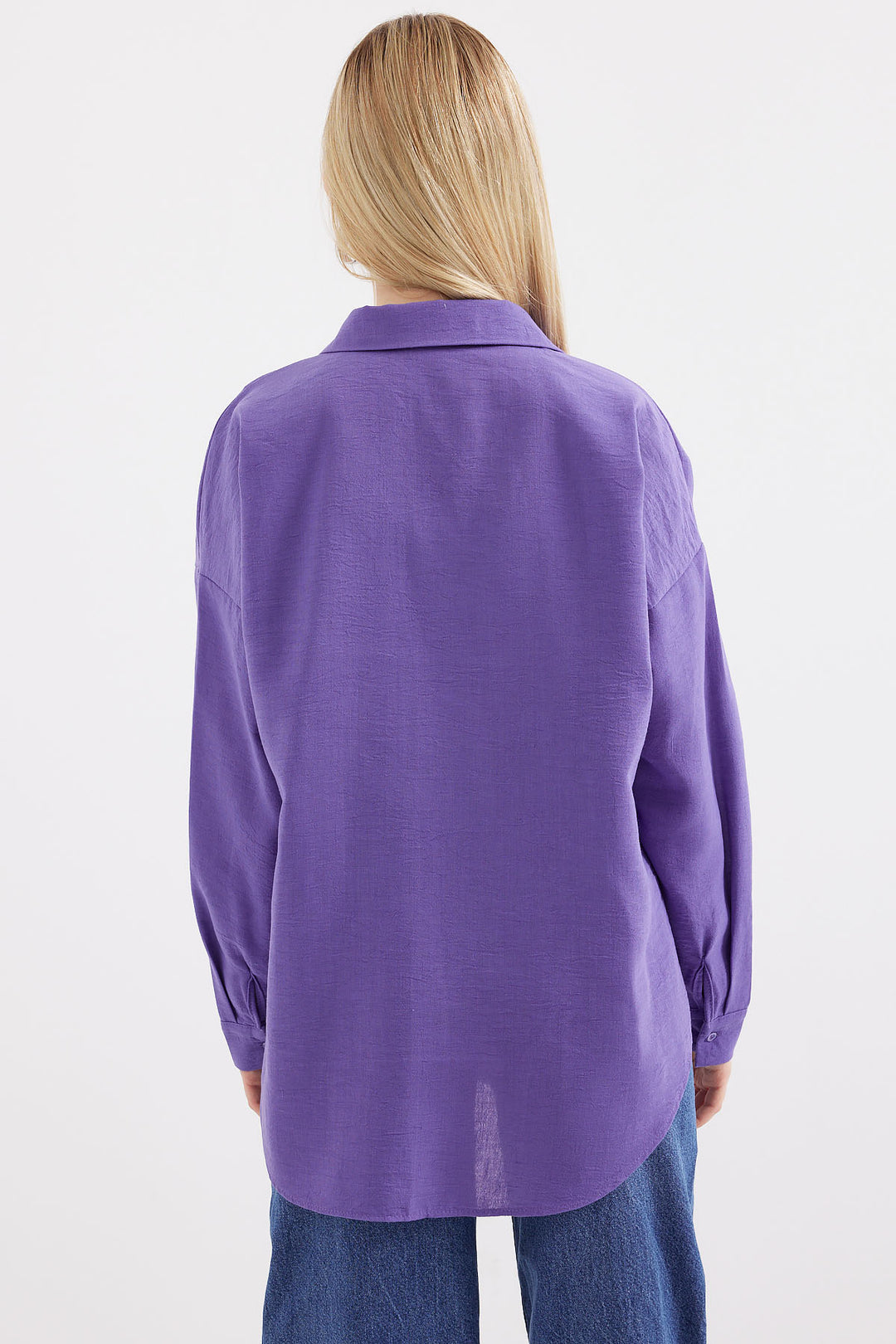 Bigdart 20153 Chemise en lin oversize à poche unique - Violet