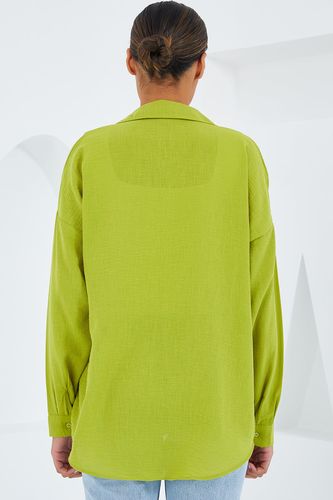 Bigdart Chemise Oversize en Lin à Poche Unique - Vert Olive 20153