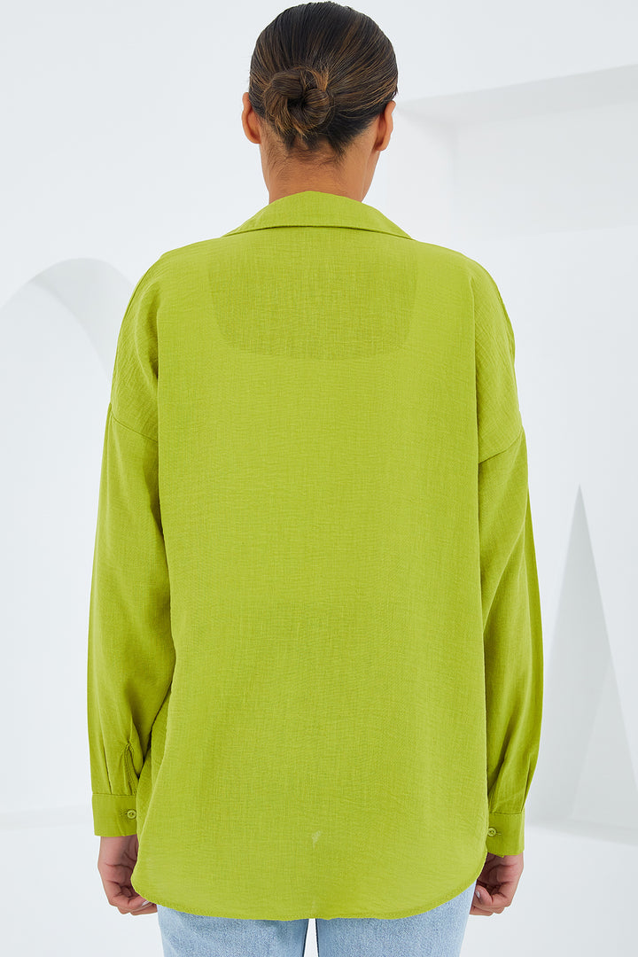 Bigdart Chemise Oversize en Lin à Poche Unique - Vert Olive 20153