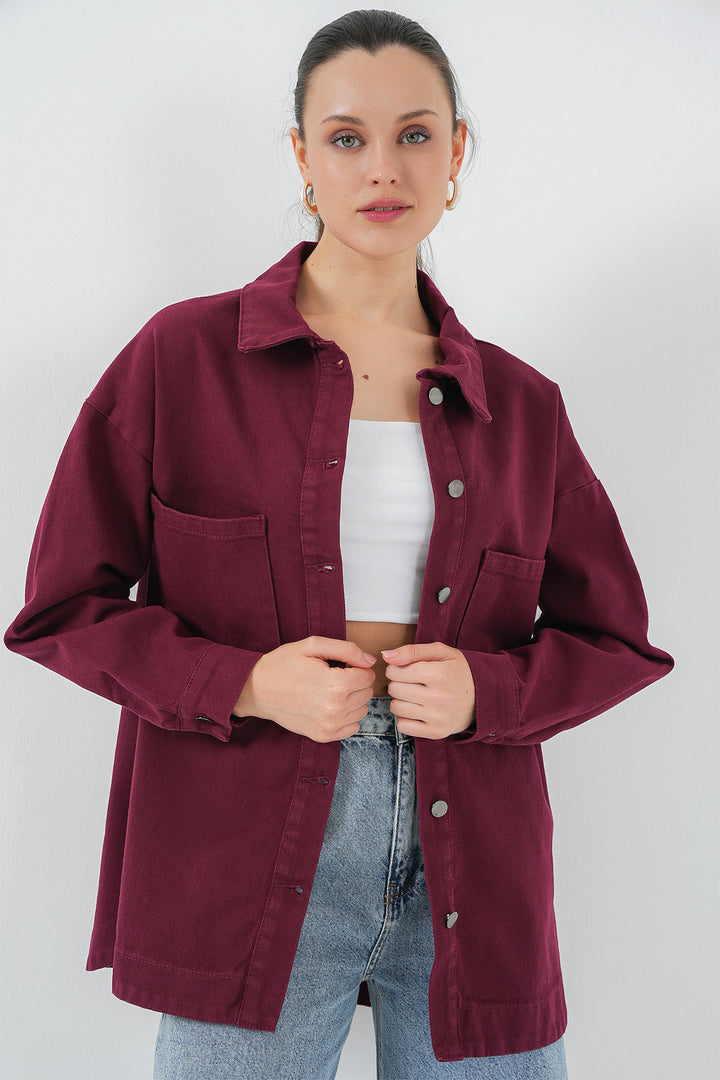 Bigdart 20192 Chemise Veste Gabardin Oversize - Bordeaux