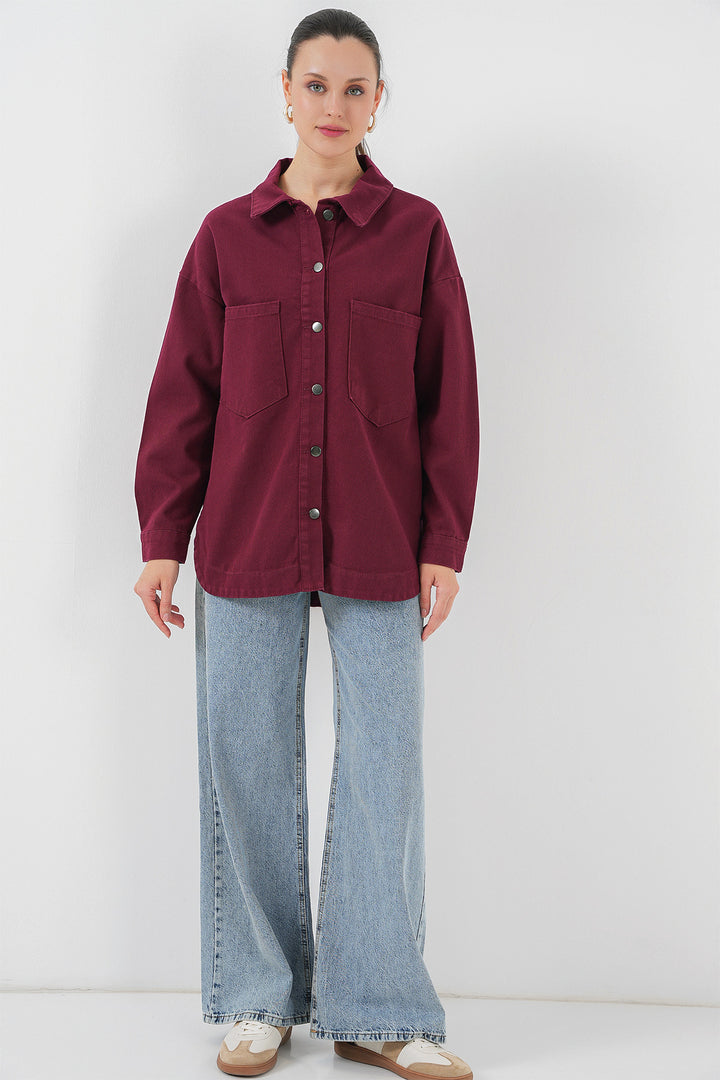 Bigdart 20192 Chemise Veste Gabardin Oversize - Bordeaux