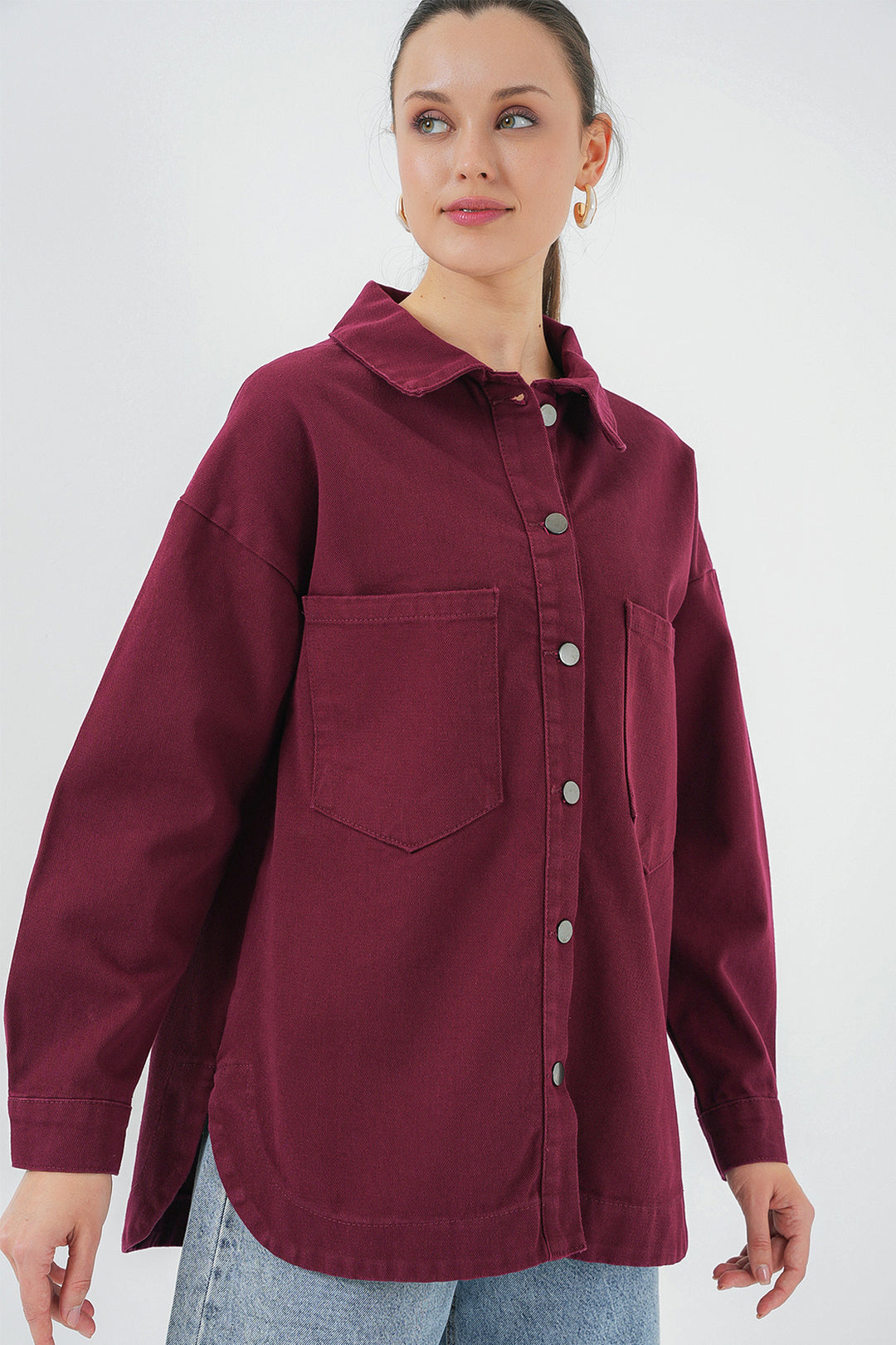 Bigdart 20192 Chemise Veste Gabardin Oversize - Bordeaux