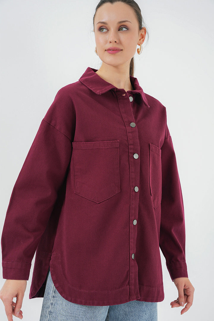 Bigdart 20192 Chemise Veste Gabardin Oversize - Bordeaux