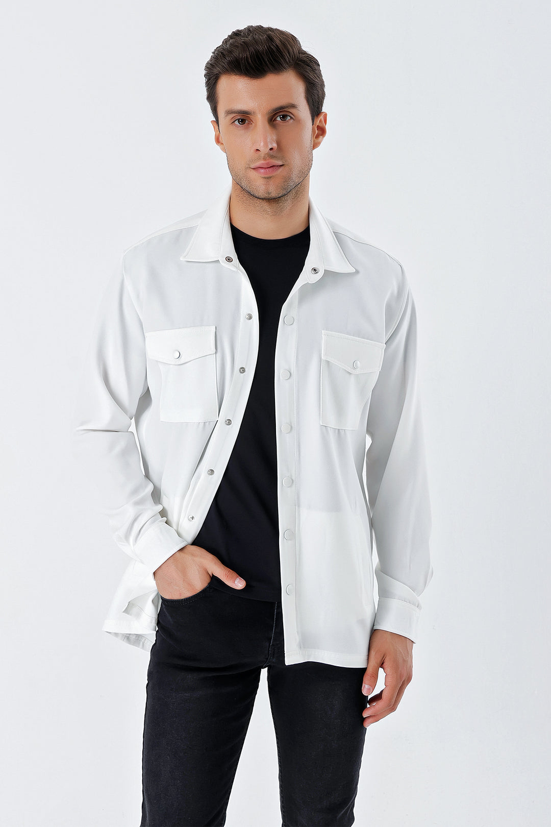 Bigdart 20193 Chemise homme oversize - Blanc