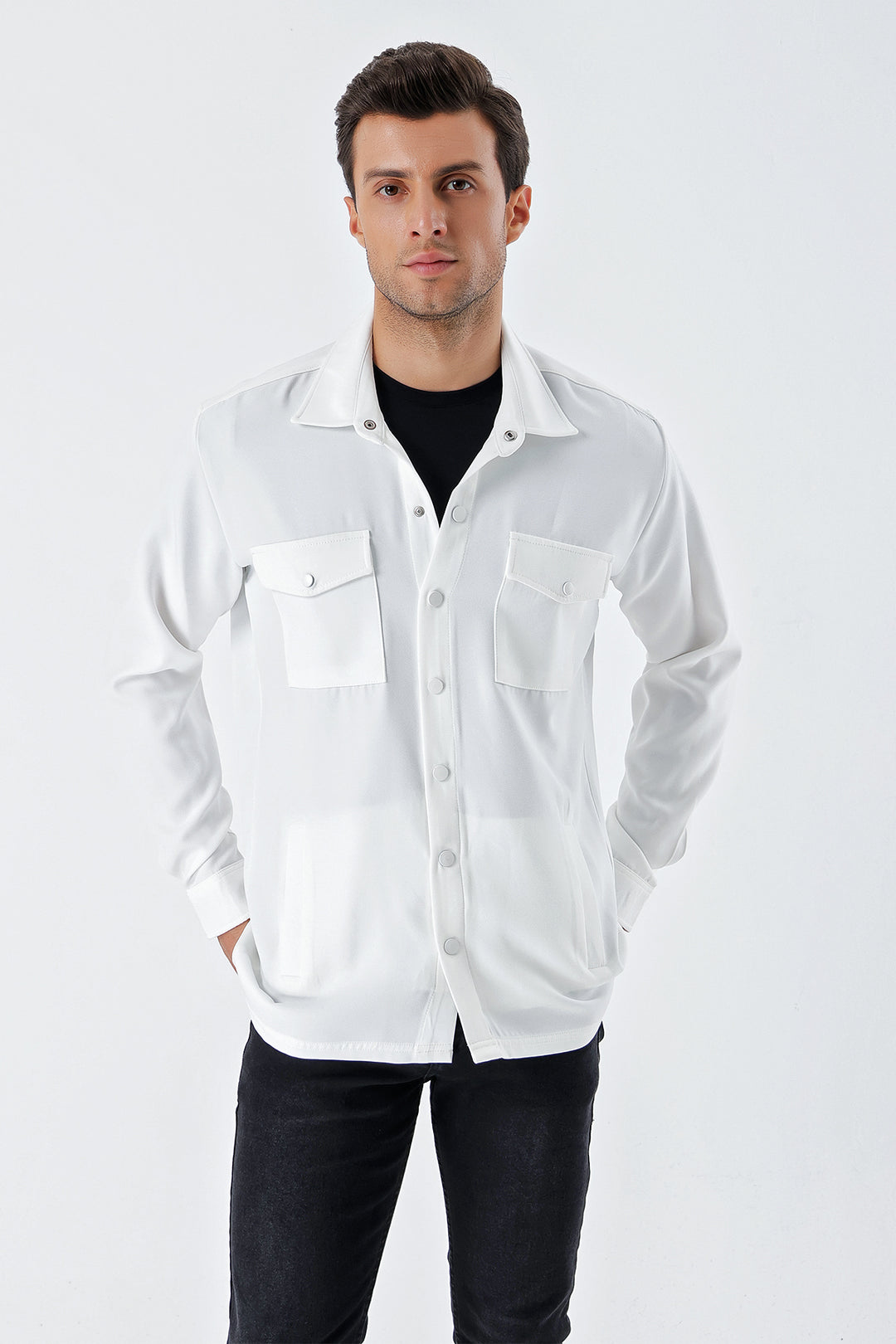 Bigdart 20193 Chemise homme oversize - Blanc