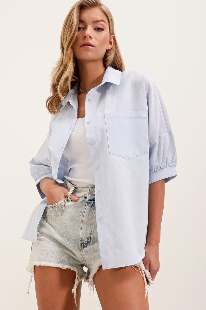 Bigdart 20213 Chemise basique à manches courtes oversize - bebe Bleu