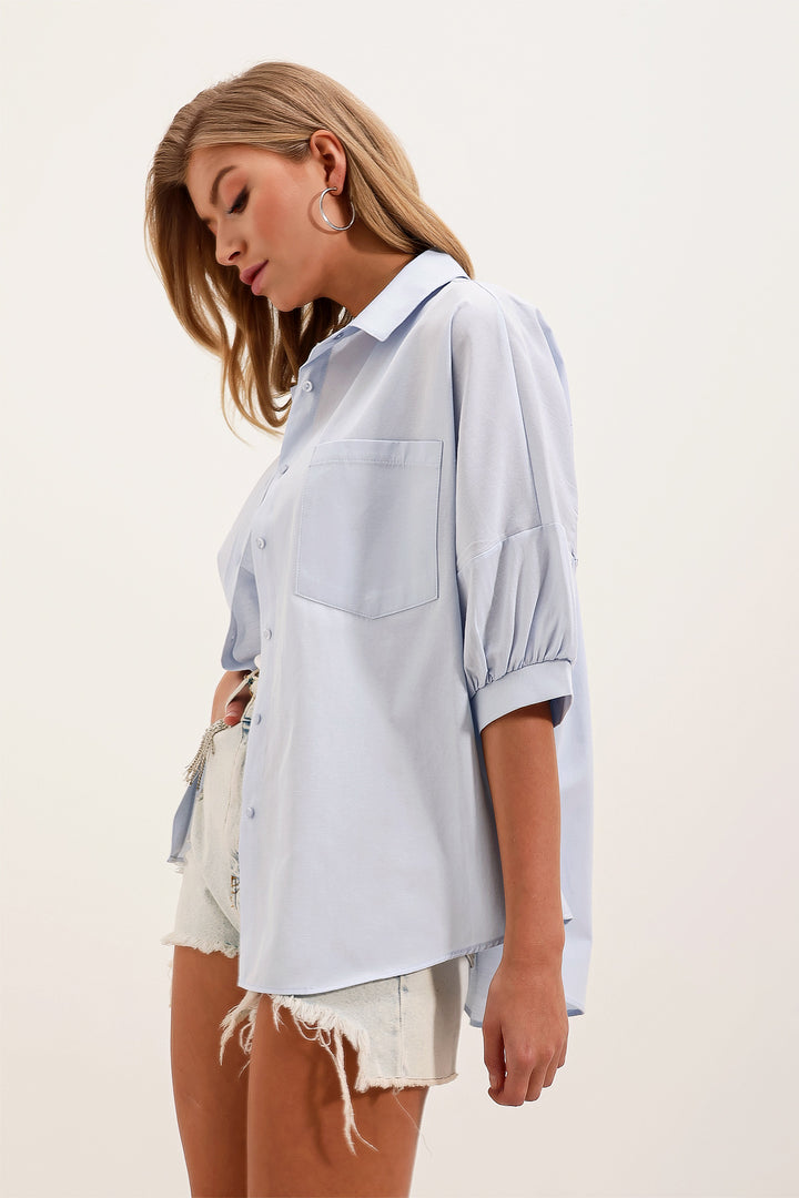 Bigdart 20213 Chemise basique à manches courtes oversize - bebe Bleu