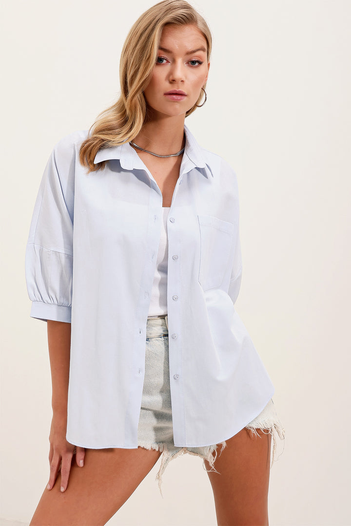 Bigdart 20213 Chemise basique à manches courtes oversize - bebe Bleu