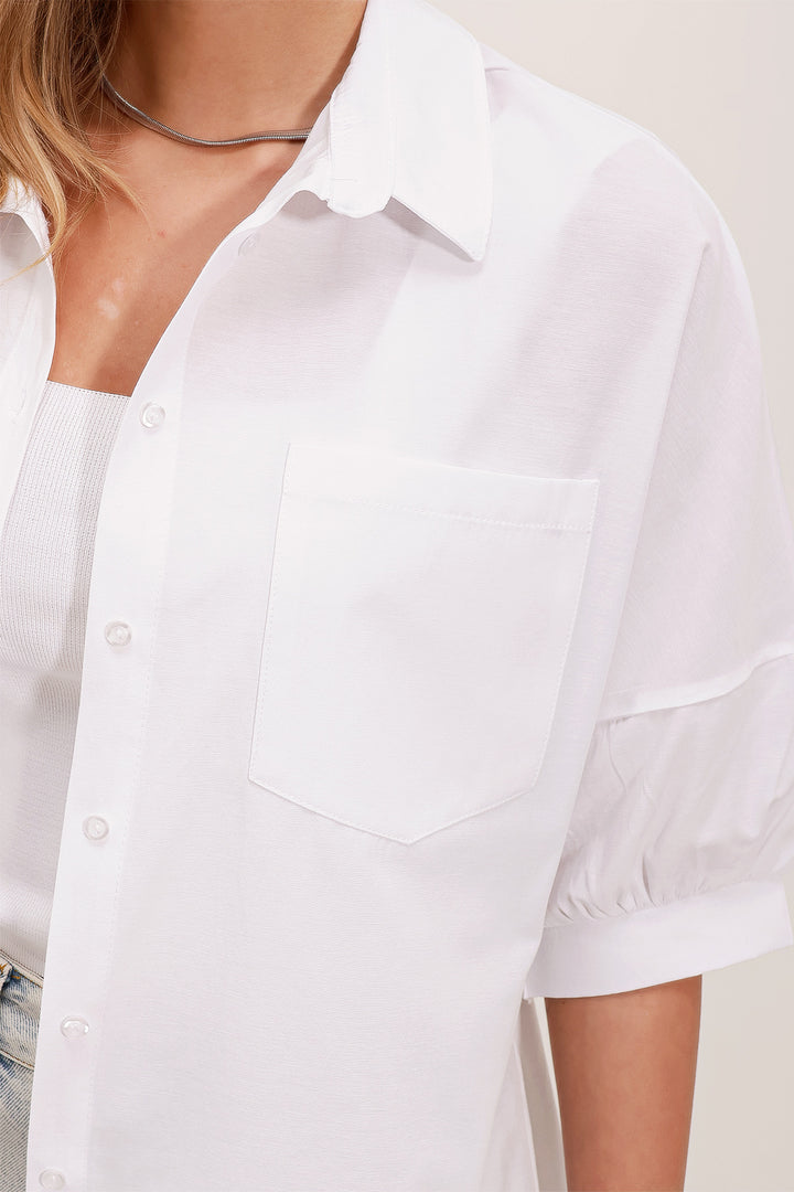Bigdart 20213 Chemise basique à manches courtes oversize - Blanc
