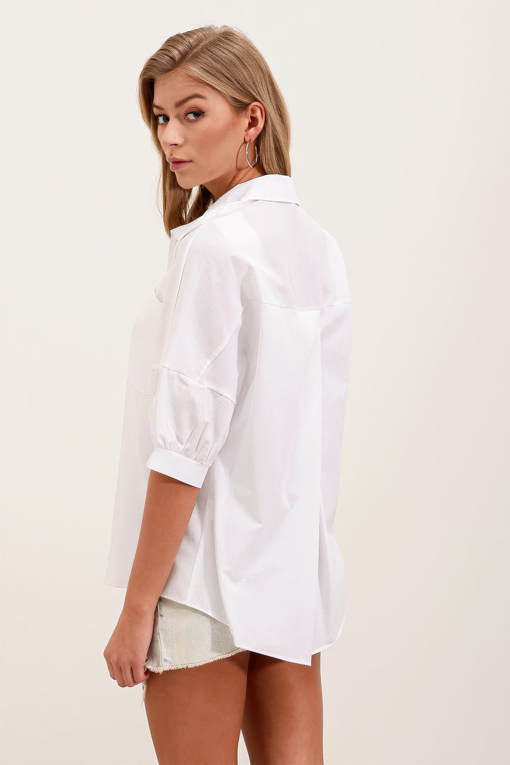 Bigdart 20213 Chemise basique à manches courtes oversize - Blanc