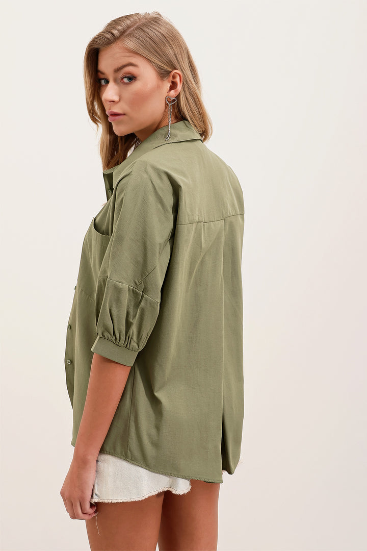 Bigdart 20213 Chemise basique à manches courtes oversize - Kaki