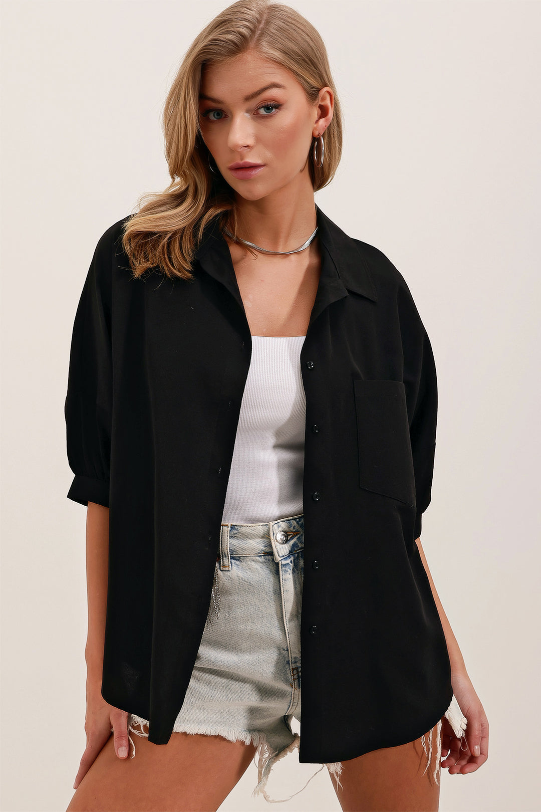 Bigdart Chemise Basique à Manches Courtes Oversize 20213 - Noir